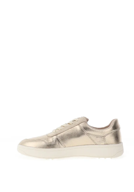 Caprice Metallic Leather Trainers, Gold Metallic