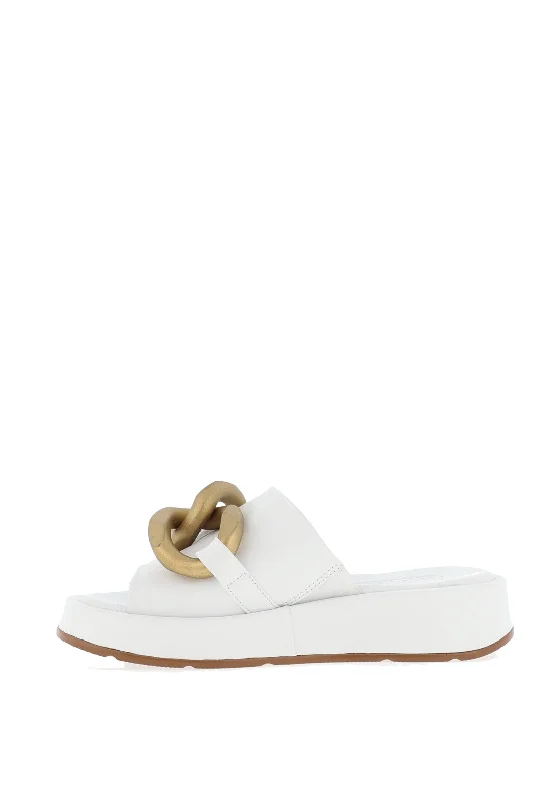 Carmela Leather Chain Chunky Sandals, White