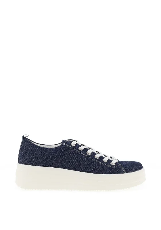 Remonte Woven Platform Trainers, Dark Denim Blue