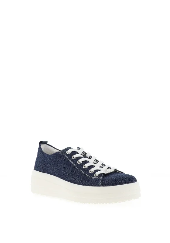 Remonte Woven Platform Trainers, Dark Denim Blue