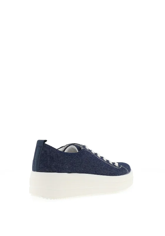 Remonte Woven Platform Trainers, Dark Denim Blue