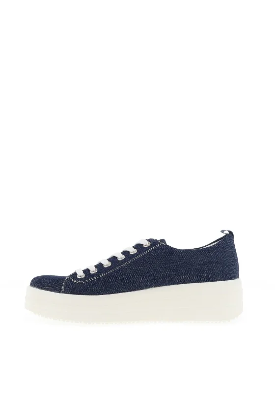 Remonte Woven Platform Trainers, Dark Denim Blue