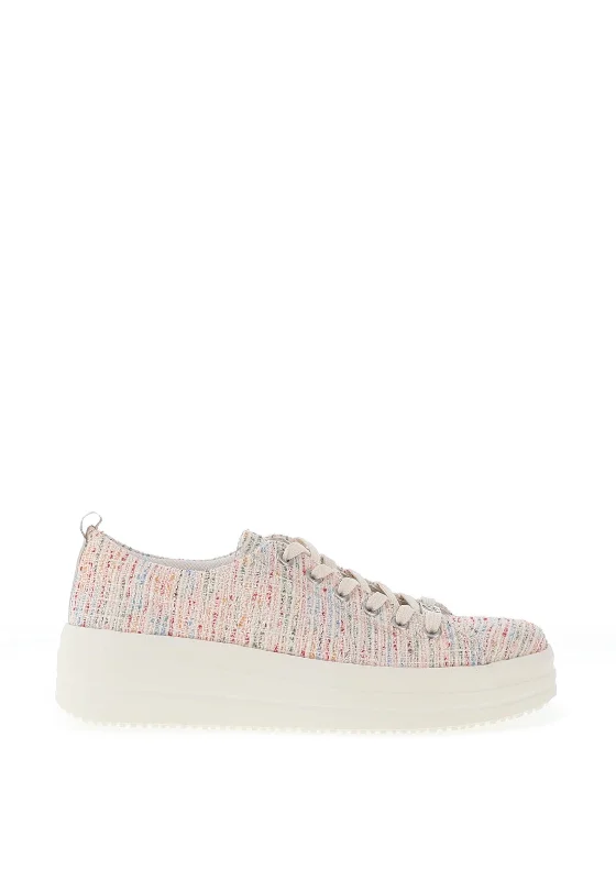 Remonte Woven Platform Trainers, White Multi