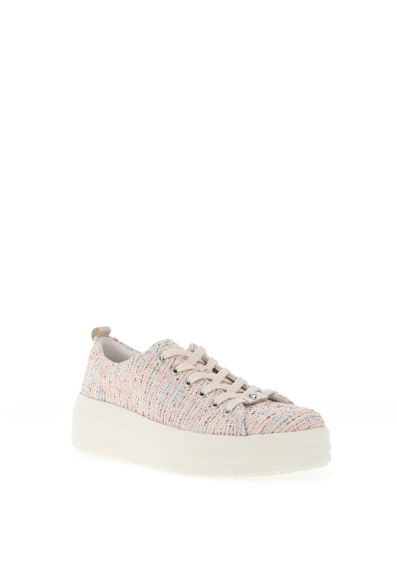 Remonte Woven Platform Trainers, White Multi