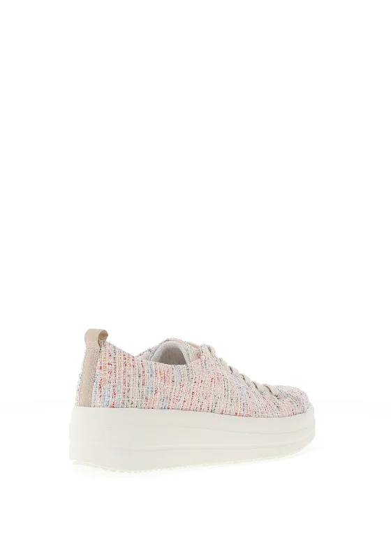 Remonte Woven Platform Trainers, White Multi