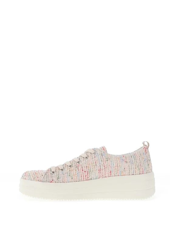 Remonte Woven Platform Trainers, White Multi