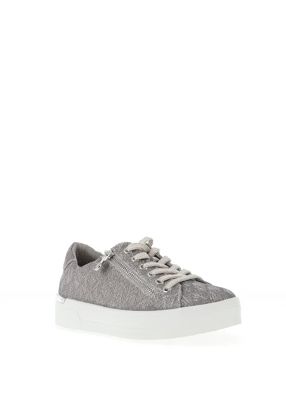 Redz Shimmering Embroidered Trainers, Grey