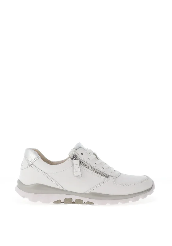 Gabor Rolling Soft Leather Side Zip Trainers, White