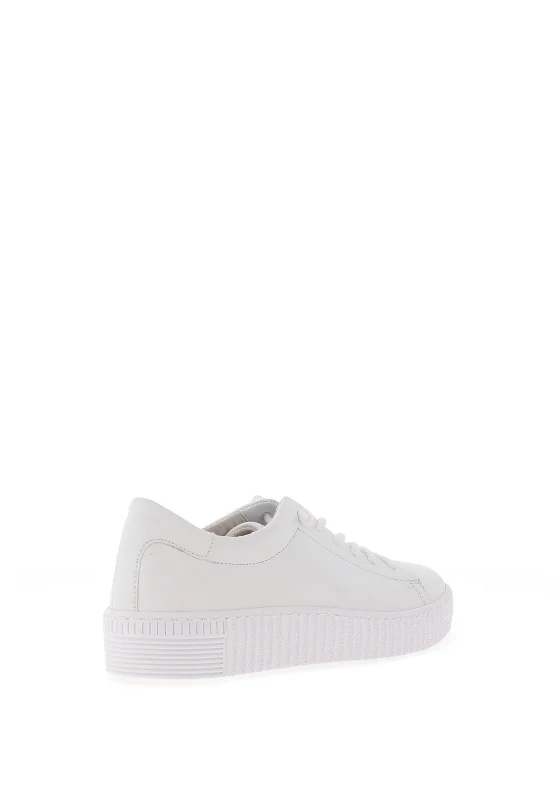 Gabor Pebbled Leather Ribbed Trainers, White