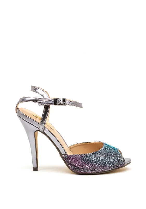 Glamour Jasmine Glitter Peep Toe Heeled Sandals, Purple