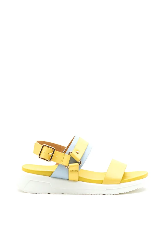 Gordon Jack Contrast Buckle Strap Sandals, Yellow