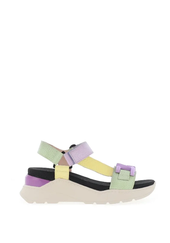 Hispanitas Leather Velcro Strap Sandals, Multi-Coloured