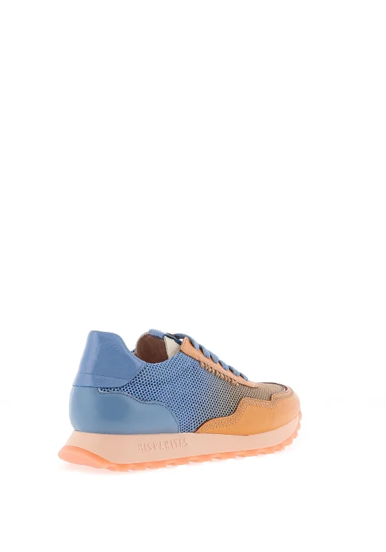 Hispanitas Loira Leather Mesh Trainers, Azure Blue & Peach