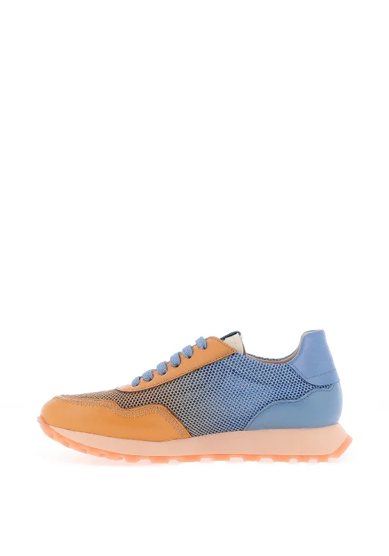 Hispanitas Loira Leather Mesh Trainers, Azure Blue & Peach