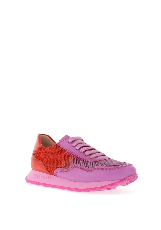 Hispanitas Loira Leather Mesh Trainers, Violet & Scarlet