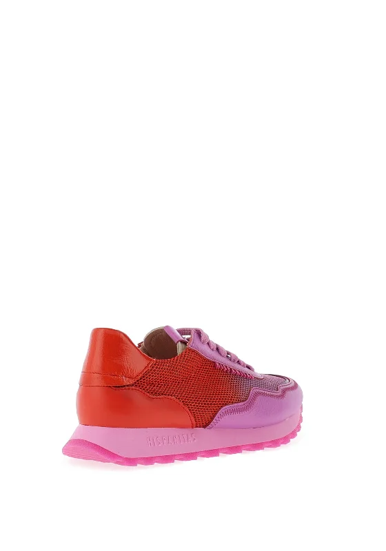 Hispanitas Loira Leather Mesh Trainers, Violet & Scarlet