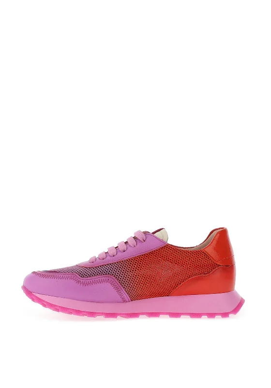 Hispanitas Loira Leather Mesh Trainers, Violet & Scarlet