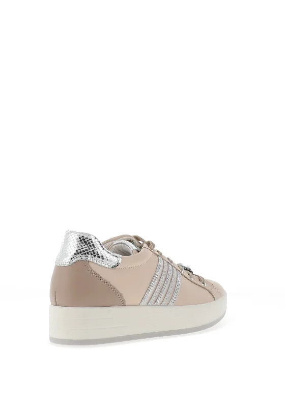 Igi & Co. Leather Embellished Lace Trainers, Natural