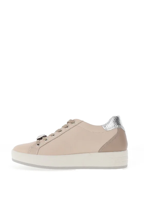 Igi & Co. Leather Embellished Lace Trainers, Natural