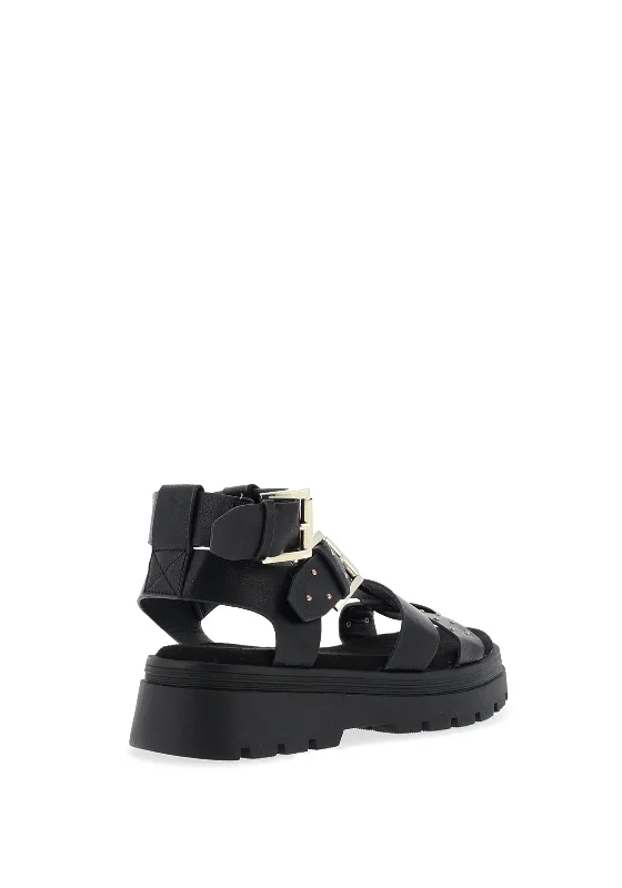 Sprox Studded Strappy Chunky Sandals, Black