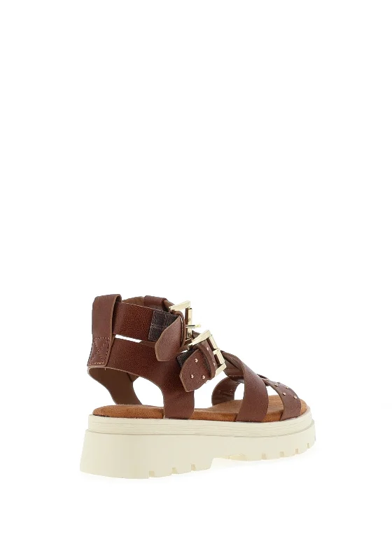 Sprox Studded Strappy Chunky Sandals, Tan