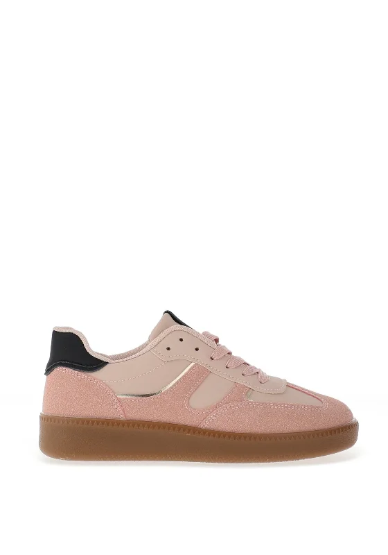 Zen Collection Faux Leather Trainers, Pink