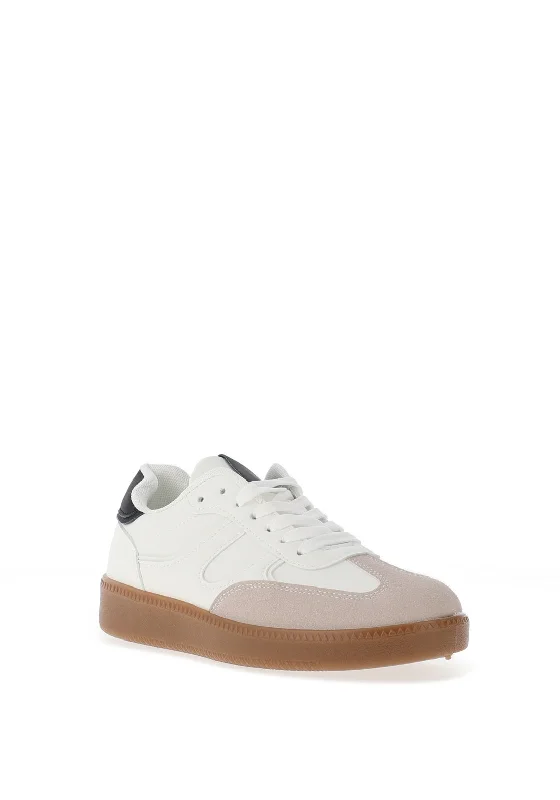 Zen Collection Faux Leather Trainers, White & Black