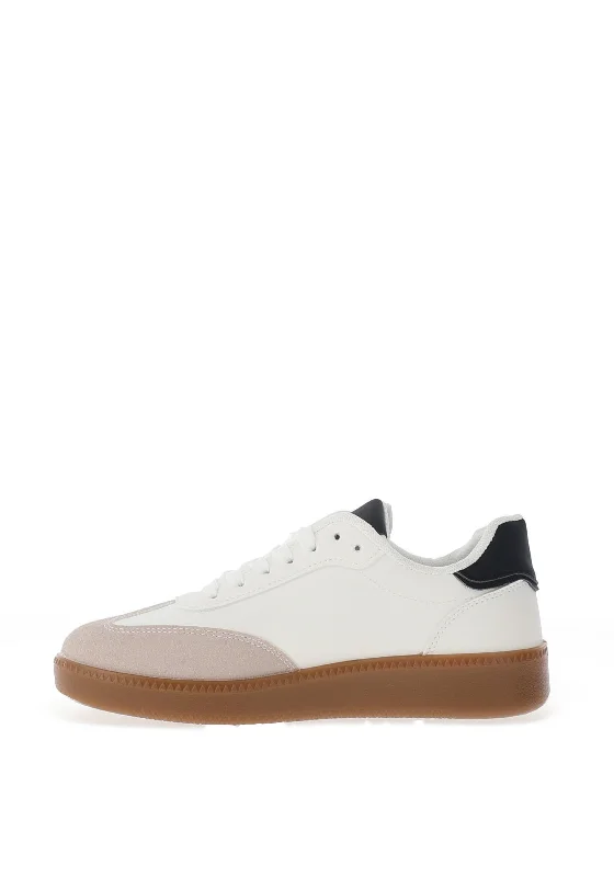 Zen Collection Faux Leather Trainers, White & Black