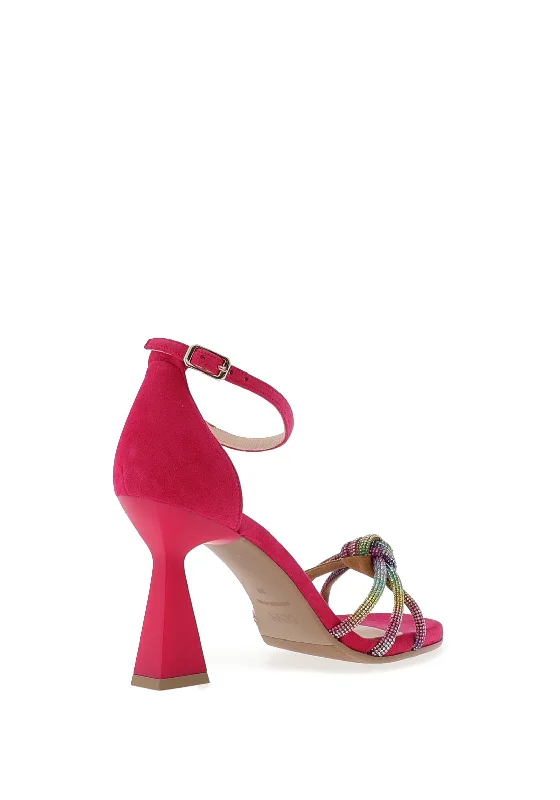 Lodi Hatin Diamante Knot Heeled Sandals, Pink