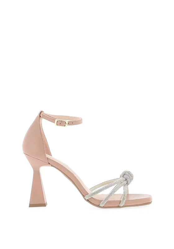 Lodi Hatin Diamante Knot Heeled Sandals, Nude