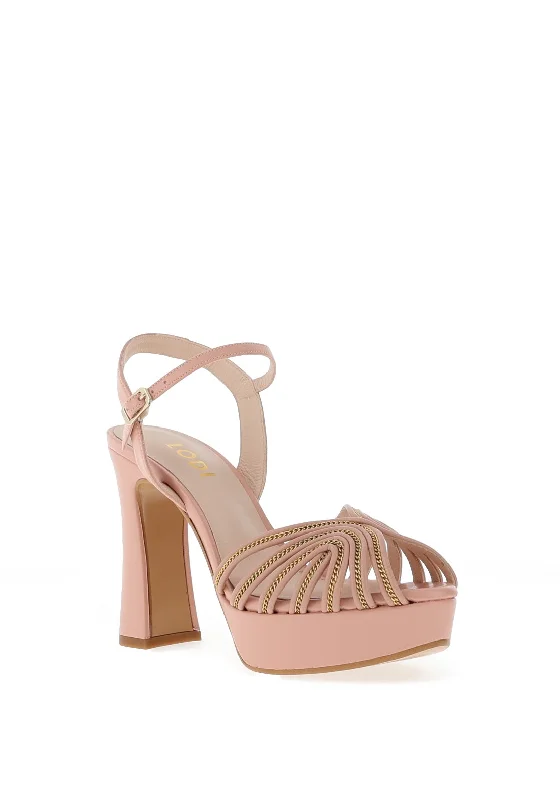 Lodi Tidena Chain Strap Platform Heeled Sandals, Pink