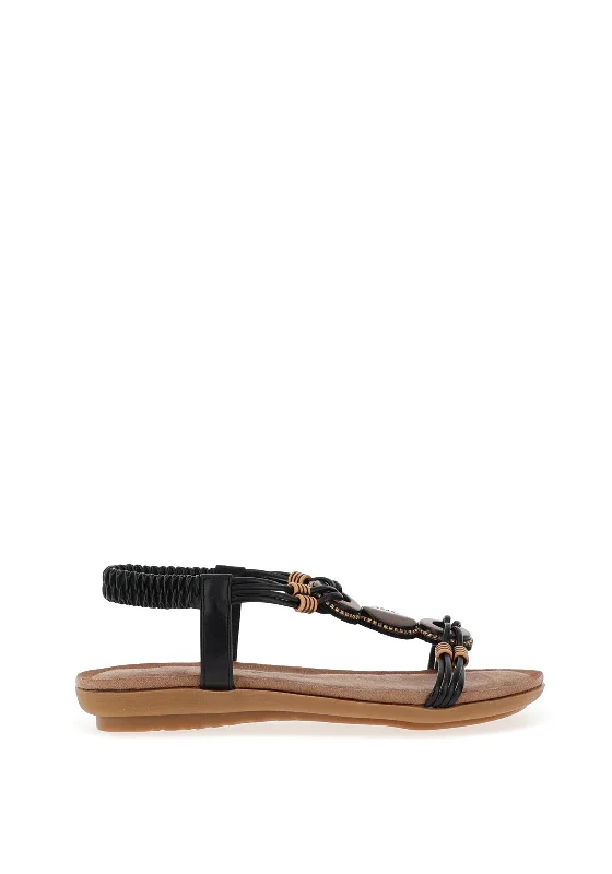 Lunar Adele Boho Sandals, Black