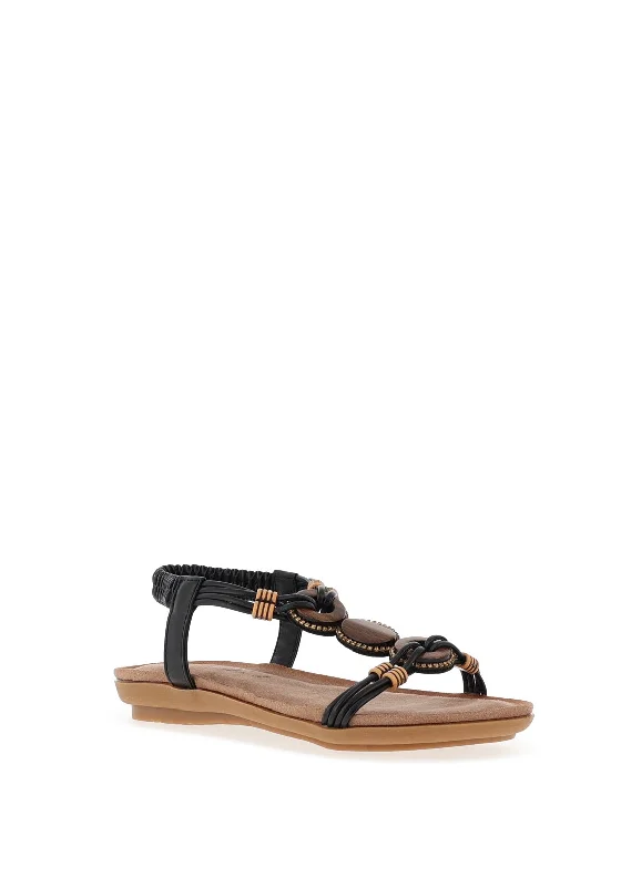 Lunar Adele Boho Sandals, Black