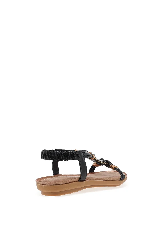 Lunar Adele Boho Sandals, Black