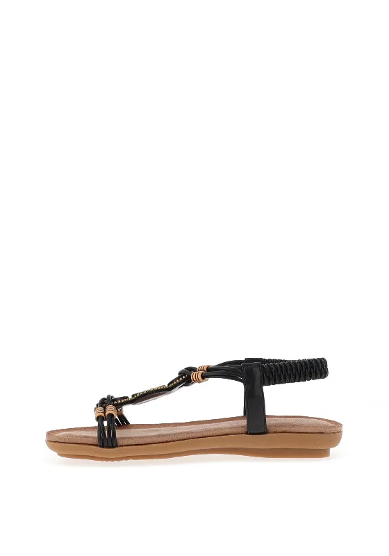 Lunar Adele Boho Sandals, Black