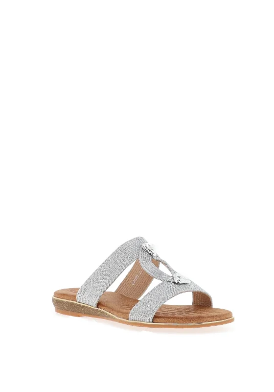 Lunar Callow Woven Slip on Sandals, Silver