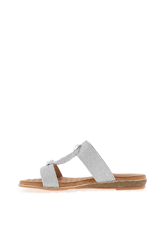 Lunar Callow Woven Slip on Sandals, Silver