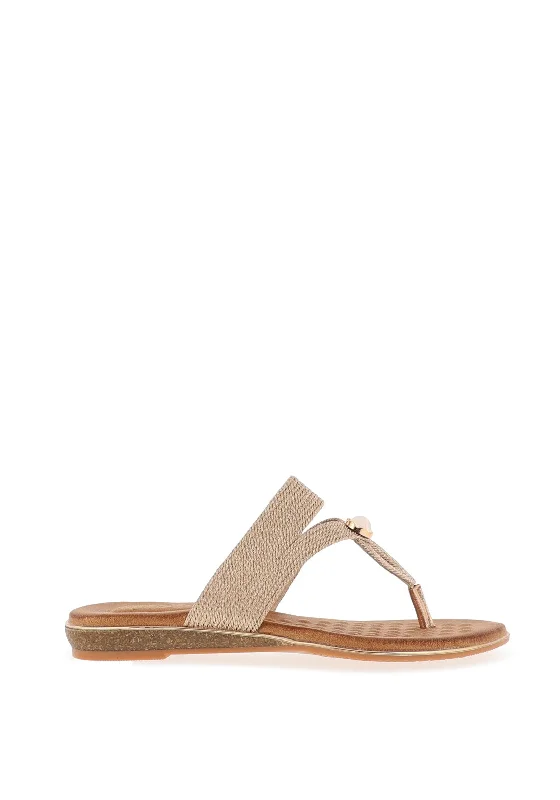 Lunar Ezra Woven Toe Post Sandals,  Rose Gold