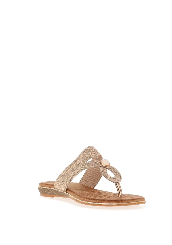 Lunar Ezra Woven Toe Post Sandals,  Rose Gold