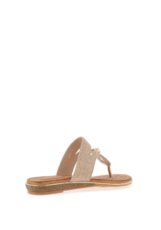 Lunar Ezra Woven Toe Post Sandals,  Rose Gold