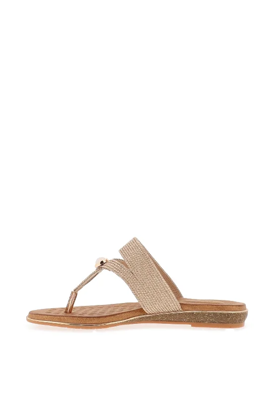 Lunar Ezra Woven Toe Post Sandals,  Rose Gold