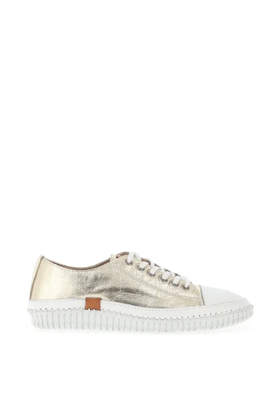 Lunar Lazy Dogz Starlet Shimmering Leather Trainers, Gold