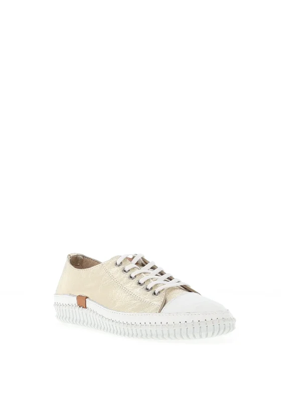 Lunar Lazy Dogz Starlet Shimmering Leather Trainers, Gold