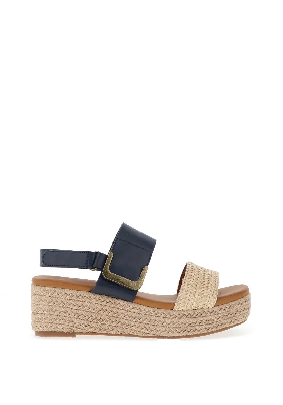 Lunar Logan Espadrille Platform Sandals, Navy