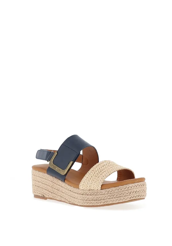 Lunar Logan Espadrille Platform Sandals, Navy