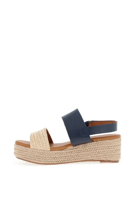 Lunar Logan Espadrille Platform Sandals, Navy