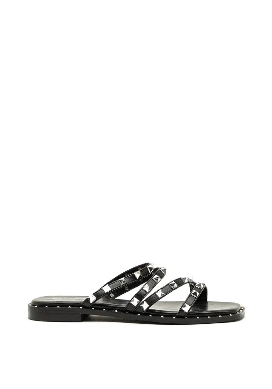 Lunar Sydney Stud Strap Slip on Sandals, Black