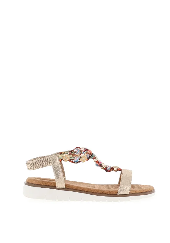 Lunar Tempo Charm Embellished Sandals, Gold