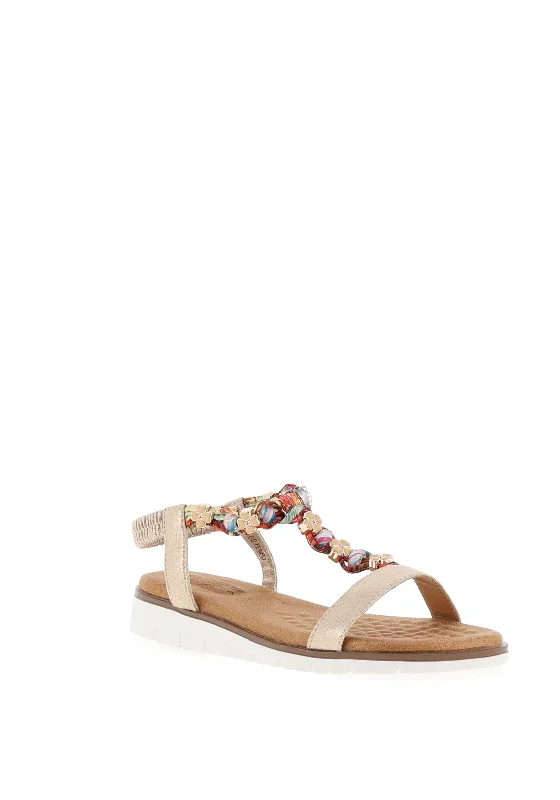 Lunar Tempo Charm Embellished Sandals, Gold