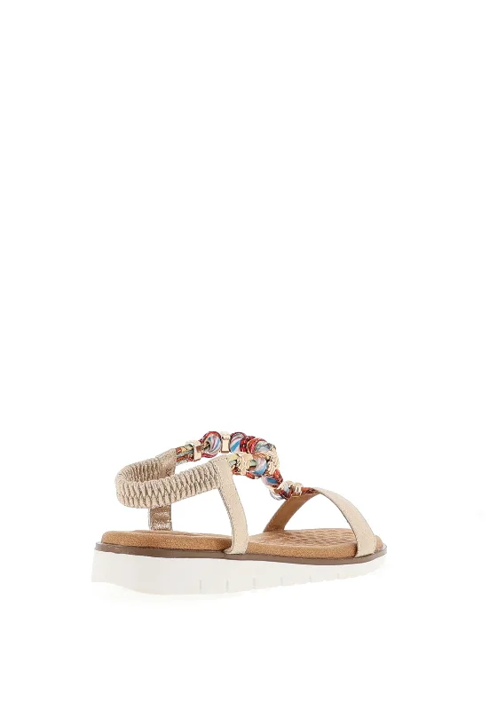 Lunar Tempo Charm Embellished Sandals, Gold